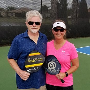 Ron and Nancy playing pickleball
